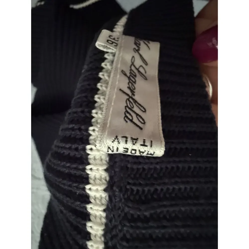 Karl Lagerfeld Skirt Womens 36 Small Pencil Knit Navy Designer Italy VTG 90s Y2K
